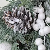 Frosted Mixed Pine and Pine Cone Artificial Christmas Wreath  24-inch  Unlit