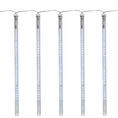 5 Transparent Dripping Icicle Snowfall Christmas Light Tubes - 13.25 ft Clear Wire