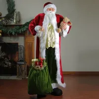 72'' Plush Santa Claus with Teddy Bear and Gift Bag Christmas Figure