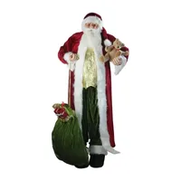 72'' Plush Santa Claus with Teddy Bear and Gift Bag Christmas Figure