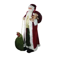 72'' Plush Santa Claus with Teddy Bear and Gift Bag Christmas Figure