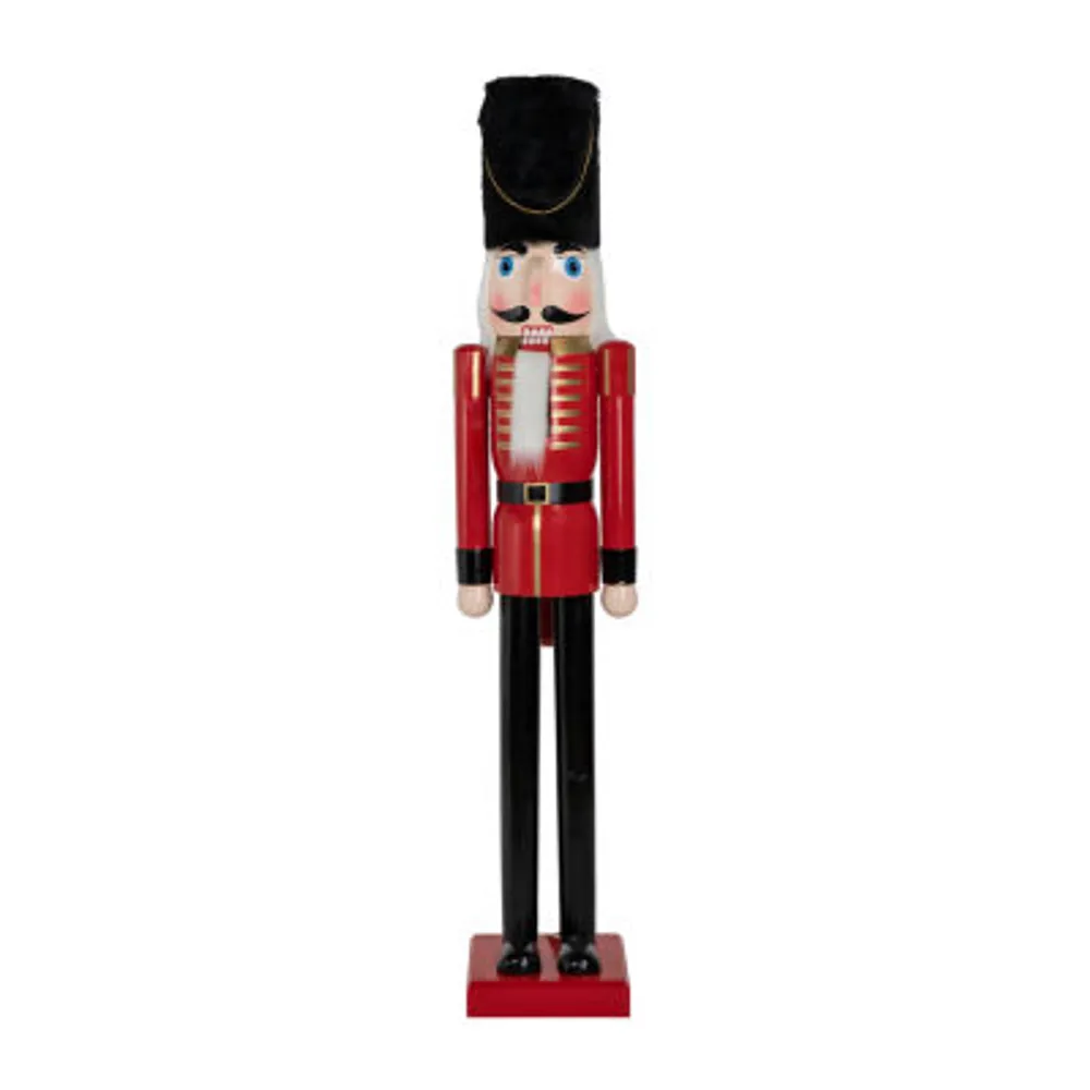 5' Commercial Size Wooden Red and Black Christmas Nutcracker Soldier