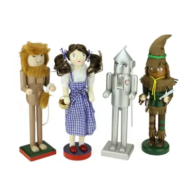 Set of 4 Decorative Wizard of Oz Wooden Christmas Nutcrackers