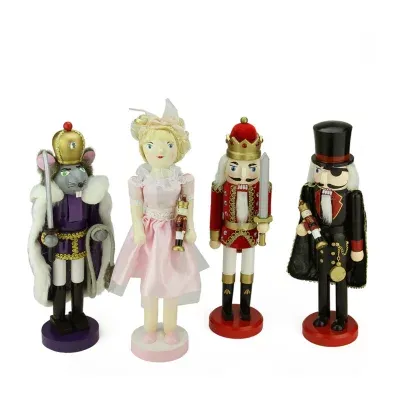 Set of 4 Decorative Wooden Nutcracker Suite Ballet Christmas Decorations