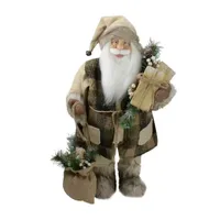 24'' Beige Santa Claus with Gifts Christmas Figure