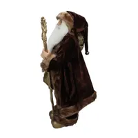 24'' Gold and Brown Standing Santa Claus Christmas Figurine with Staff