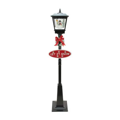 70.75'' Black Lighted Musical Snowman Vertical Snowing Christmas Street Lamp