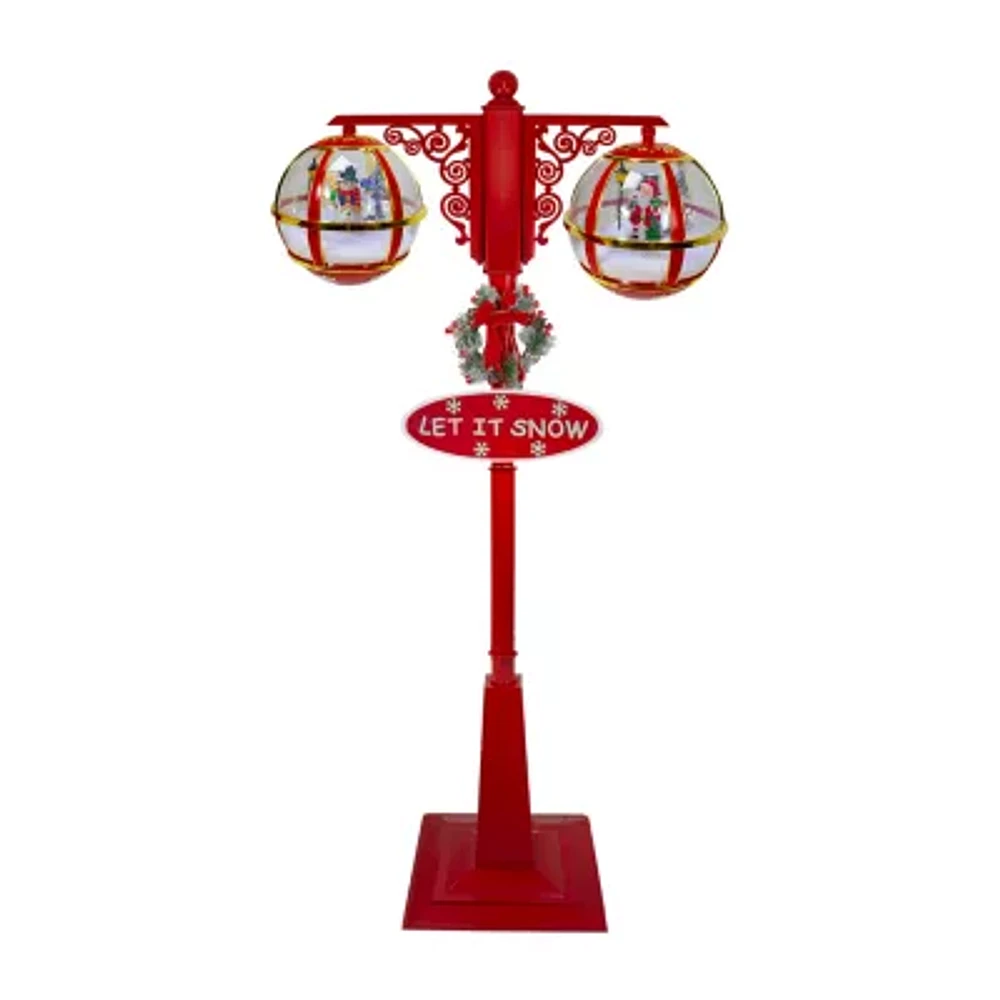 74'' Lighted Red and Gold Musical Double Christmas Street Lamp