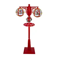 74'' Lighted Red and Gold Musical Double Christmas Street Lamp