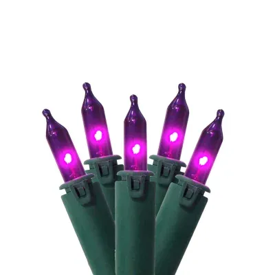 100-Count Purple Commercial Grade Mini Christmas Light Set  45.5ft Green Wire