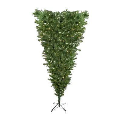 7.5' Pre-Lit Green Spruce Artificial Upside Down Christmas Tree - Warm White LED Lights