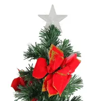 4' Pre-Lit Poinsettias Artificial Christmas Tree - Multicolor Lights