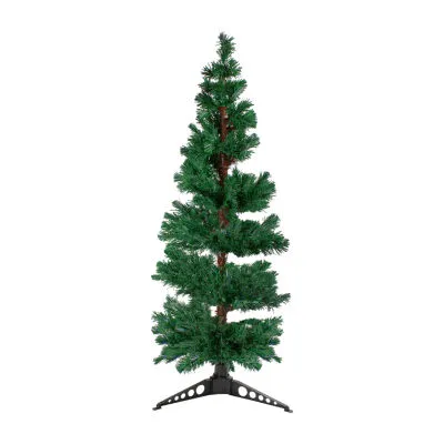 5' Pre-Lit Slim Pine Spiral Artificial Christmas Tree - Multicolor Fiber Optic Lights