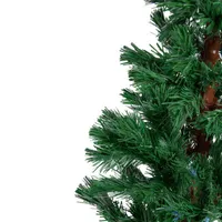 5' Pre-Lit Slim Pine Spiral Artificial Christmas Tree - Multicolor Fiber Optic Lights