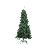 9' Pre-Lit Green Slim Pine Artificial Christmas Tree - Multicolor Lights