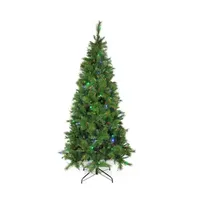 7' Pre-Lit Slim Mount Beacon Pine Artificial Christmas Tree - Multicolor LED Lights