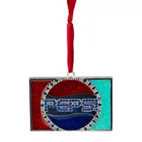 3'' Red and Blue Pepsi Globe Logo European Crystal Christmas Ornament