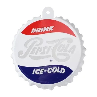 3.25'' White and Blue Pepsi-Cola Bottle Cap Logo Cut-Out Christmas Ornament