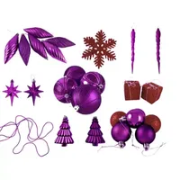 125ct Purple and Red Shatterproof 3-Finish Christmas Ornaments 5.5'' (139.7mm)