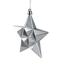 12ct Silver Splendor Shatterproof Star Christmas Ornaments 5"