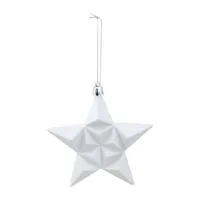 12ct White Matte Finish Glittered Star Shatterproof Christmas Ornaments 5"