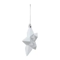 12ct White Matte Finish Glittered Star Shatterproof Christmas Ornaments 5"