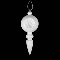 4ct White Retro Reflector Shatterproof Matte Christmas Finial Ornaments 7.5"