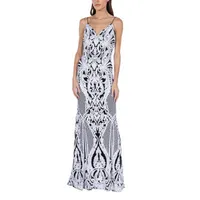 B. Smart Juniors Sleeveless Sequin Scroll Maxi Dress