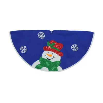 20'' Blue and White Embroidered Snowman Mini Christmas Tree Skirt