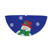 20'' Blue and White Embroidered Snowman Mini Christmas Tree Skirt