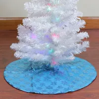 20'' Blue Sequin Snowflake Pattern Mini Christmas Tree Skirt