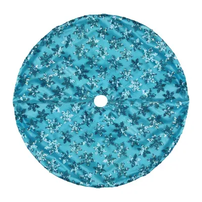 20'' Blue Sequin Snowflake Pattern Mini Christmas Tree Skirt