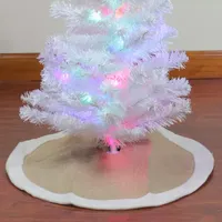 20'' Beige Burlap Mini Christmas Tree Skirt with Fleece Border