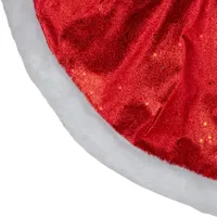 20'' Red Glittered Mini Christmas Tree Skirt With a Faux Fur Trim