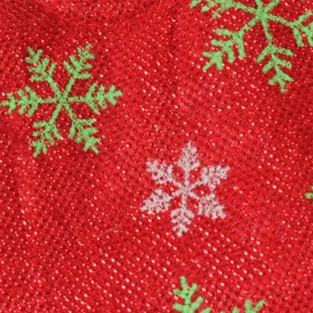 20'' Metallic Red with Green and White Snowflakes Mini Christmas Tree Skirt