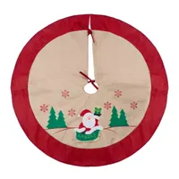 36'' Burlap Santa Claus in Sleigh Embroidered Christmas Tree Skirt