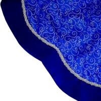 48'' Royal Blue and Silver Swirl Christmas Tree Skirt with Scalloped Trim