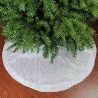 48'' White Iridescent Glitter Snowflake Christmas Tree Skirt