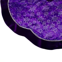 48'' Purple and Silver Glittered Floral Christmas Tree Skirt