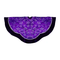 48'' Purple and Silver Glittered Floral Christmas Tree Skirt