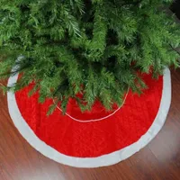 48'' Red and White Quilted Faux Fur Border Christmas Tree Skirt