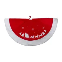 48'' Red Sleigh and Reindeer Embroidered Christmas Tree Skirt