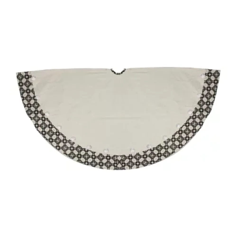 54'' Black and White Rhinestone Christmas Tree Skirt