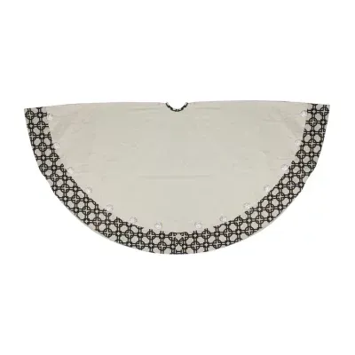 54'' Black and White Rhinestone Christmas Tree Skirt