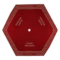 56'' Red and White 'Happy Holidays' Christmas Tree Skirt with Striped Trim