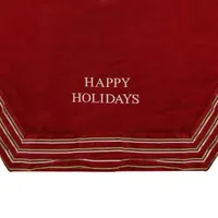 56'' Red and White 'Happy Holidays' Christmas Tree Skirt with Striped Trim