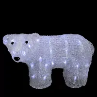 13.5'' White Lighted Commercial Grade Acrylic Baby Polar Bear Christmas Decoration