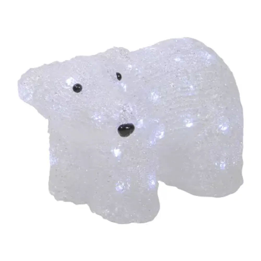 13.5'' White Lighted Commercial Grade Acrylic Baby Polar Bear Christmas Decoration