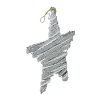 12'' Silver Glittered Rattan Hanging Star Christmas Decor