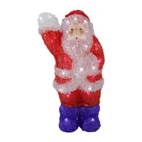 14'' Lighted Commercial Grade Acrylic Waving Santa Claus Christmas Outdoor Decoration